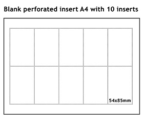 Perforerat A4 ark med 10 inlägg för plastfickor